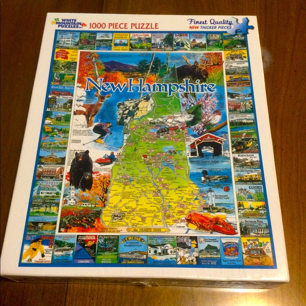 🧩 White Mountain New Hampshire State Map Tourism Jigsaw Puzzle COMPLETE 🧩